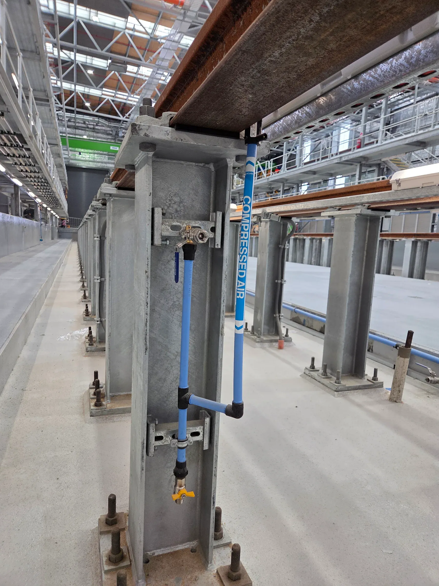 Detailed hydraulic service connections installed on a construction project